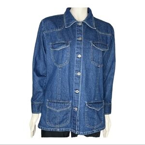 Life Style Button Down Jean Jacket Sz Med